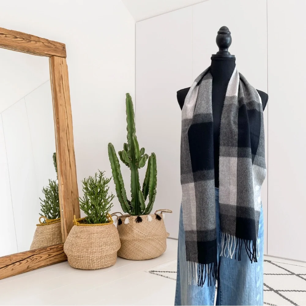 Cashmere by Charter Club Plaid Fringe Hem Scarf